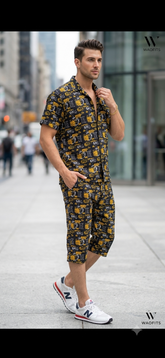 Luxury Summer Popular soft china lelin Tracksuit Men 2 Piece Outfit Short Sleeve T Shirt Set Shorts