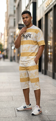 Luxury Summer Popular soft china lelin Tracksuit Men 2 Piece Outfit Short Sleeve T Shirt Set Shorts