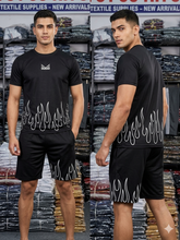 Luxury Summer Popular soft china lelin Tracksuit Men 2 Piece Outfit Short Sleeve T Shirt Set Shorts