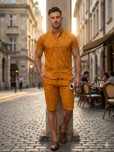 Luxury Summer Popular soft china lelin Tracksuit Men 2 Piece Outfit Short Sleeve T Shirt Set Shorts
