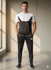 Men 2-Piece Summer Tracksuit Black yellow