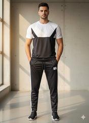Men 2-Piece Summer Tracksuit Black yellow