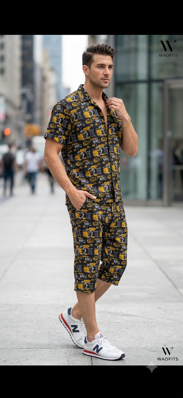 Luxury Summer Popular soft china lelin Tracksuit Men 2 Piece Outfit Short Sleeve T Shirt Set Shorts