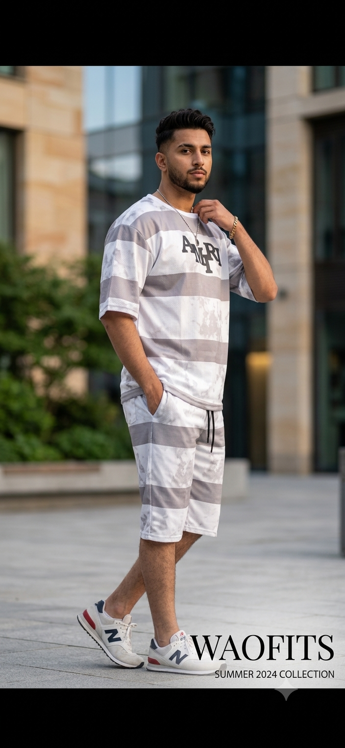 Luxury Summer Popular soft china lelin Tracksuit Men 2 Piece Outfit Short Sleeve T Shirt Set Shorts