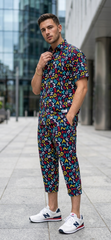 Luxury Summer Popular soft china lelin Tracksuit Men 2 Piece Outfit Short Sleeve T Shirt Set Shorts