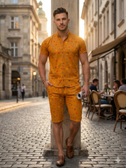 Luxury Summer Popular soft china lelin Tracksuit Men 2 Piece Outfit Short Sleeve T Shirt Set Shorts