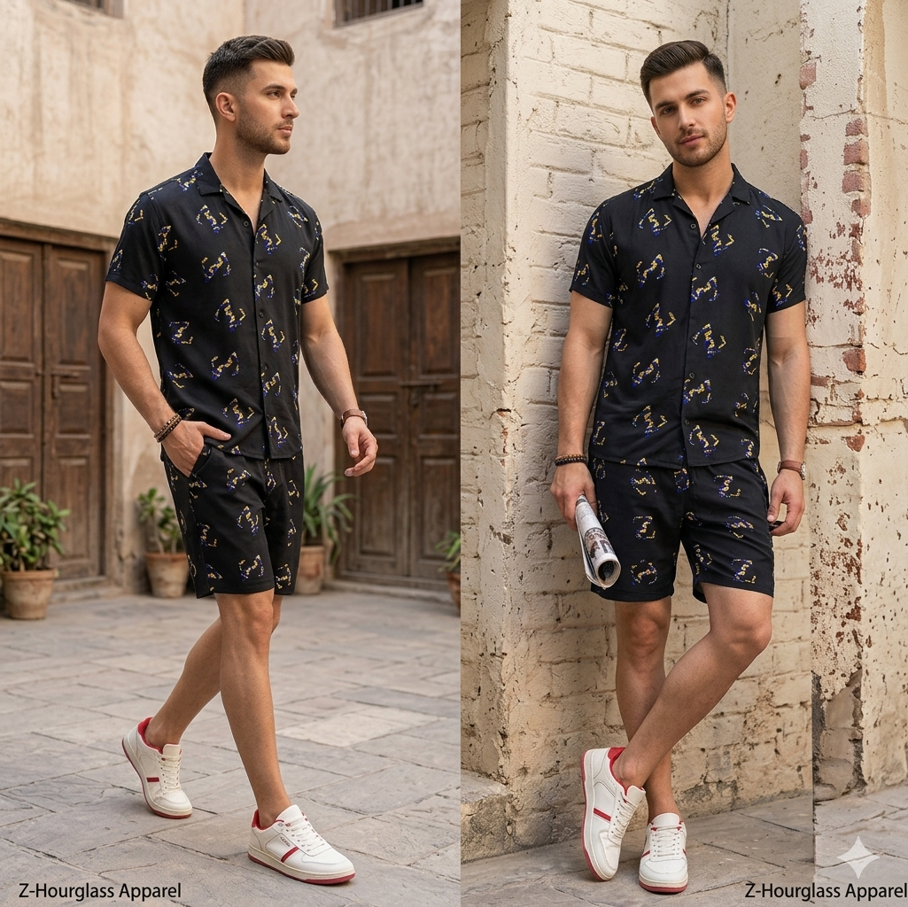 Luxury Summer Popular soft china lelin Tracksuit Men 2 Piece Outfit Short Sleeve T Shirt Set Shorts