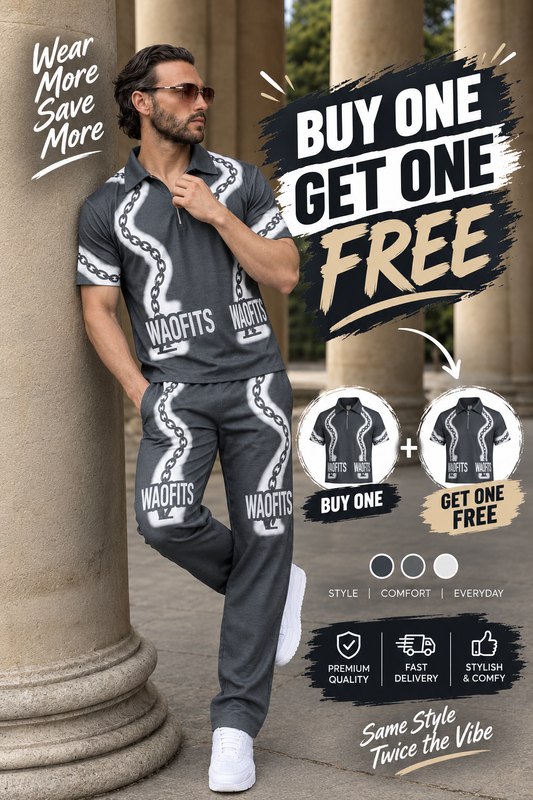 Men 2-Piece Summer Tracksuit Chain Green