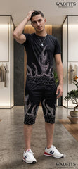Luxury Summer Popular soft china lelin Tracksuit Men 2 Piece Outfit Short Sleeve T Shirt Set Short